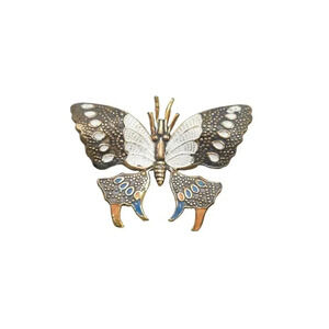 Spain Damascene Multicolor Enamel Textured Butterfly Brooch Pin Vintage